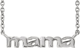 14K Gold Mama Script Necklace - White Gold