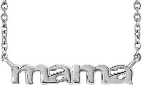 14K Gold Mama Script Necklace - White Gold