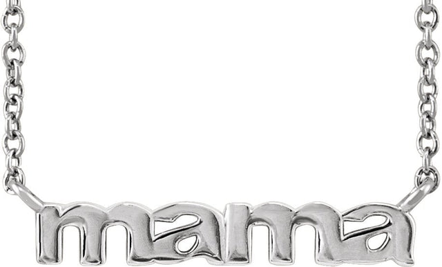 14K Gold Mama Script Necklace - White Gold