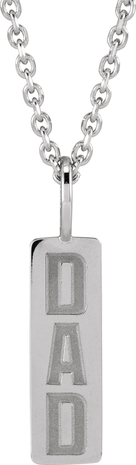 14K Gold Dad Necklace or Pendant - White Gold