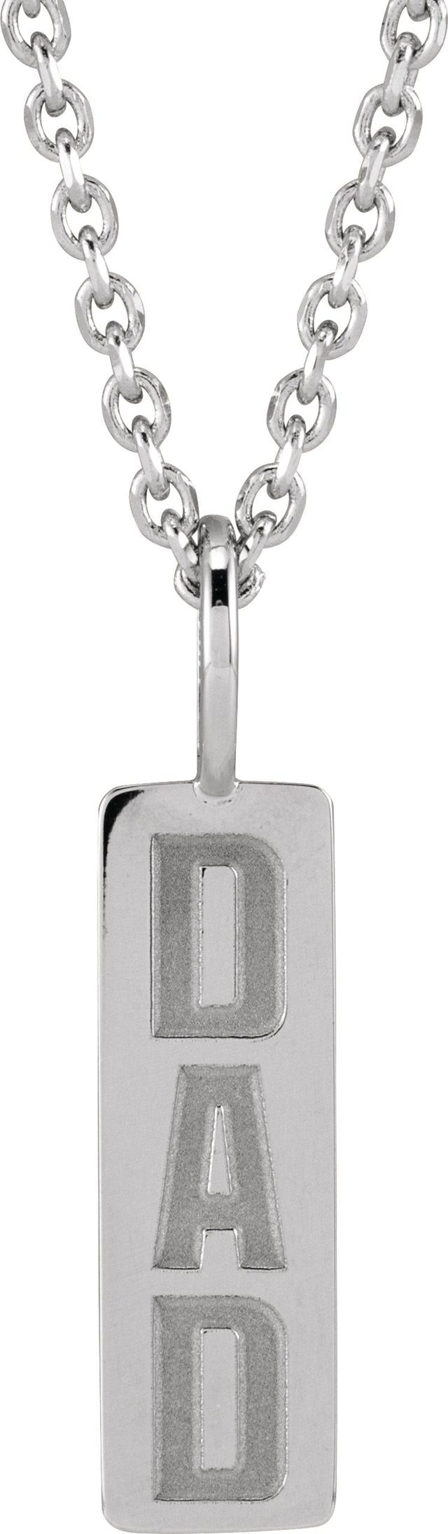 14K Gold Dad Necklace or Pendant - White Gold