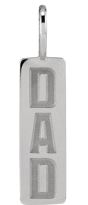 14K Gold Dad Necklace or Pendant - White Gold