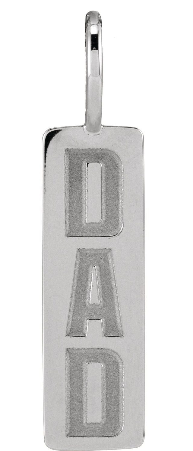 14K Gold Dad Necklace or Pendant - White Gold