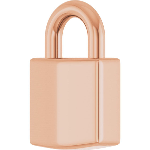 14K Gold Engravable Lock Necklace or Pendant - Rose Gold - view 2