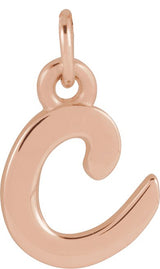14K Gold Initial C Petite Necklace or Pendant - Rose Gold - view 4