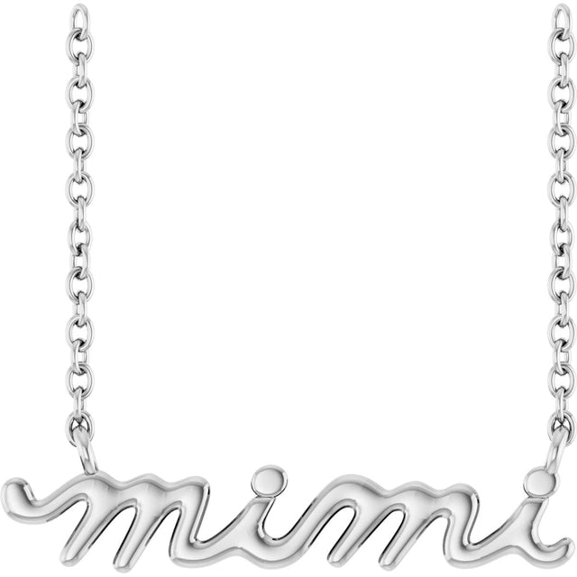 Platinum Lowercase Script Mimi Necklace