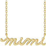 14K Gold Lowercase Script Mimi Necklace - Yellow Gold