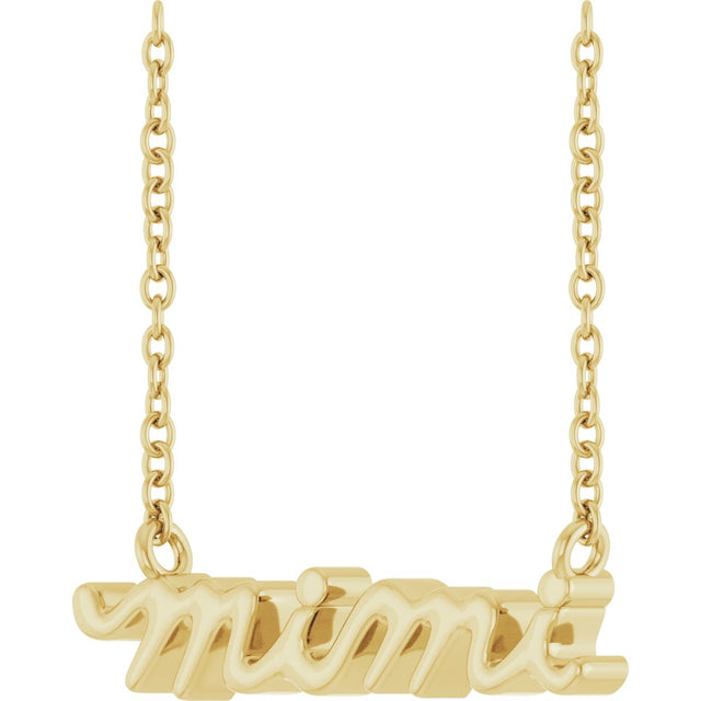 14K Gold Lowercase Script Mimi Necklace - Yellow Gold - view 2