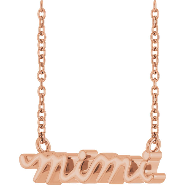 14K Gold Lowercase Script Mimi Necklace - Rose Gold - view 2