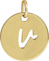 14K Gold Initial V Script Necklace or Pendant - Yellow Gold - view 3