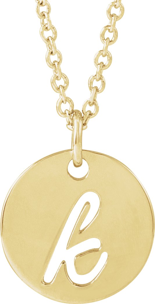 14K Gold Initial K Script Necklace or Pendant - Yellow Gold - view 3