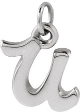 14K Gold Initial U Petite Necklace or Pendant - White Gold - view 3