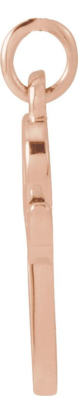 14K Gold Initial P Petite Necklace or Pendant - Rose Gold - view 6