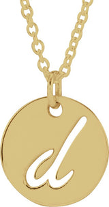 14K Gold Initial D Script Necklace or Pendant - Yellow Gold - view 3