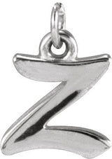 14K Gold Initial Z Petite Necklace or Pendant - White Gold - view 2