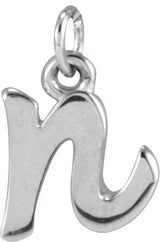 14K Gold Petite Initial Necklace or Pendant - White Gold - view 3