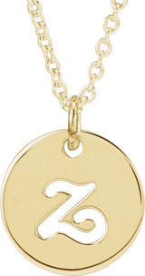 14K Gold Initial Z Script Necklace or Pendant - Yellow Gold - view 3