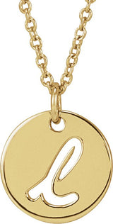 14K Gold Initial L Script Necklace or Pendant - Yellow Gold - view 3