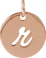 14K Gold Initial R Script Necklace or Pendant - Rose Gold - view 4