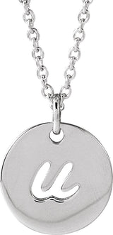 14K Gold Initial U Script Necklace or Pendant - White Gold - view 6