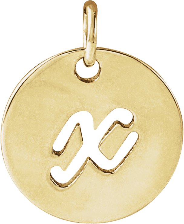 14K Gold Initial X Script Necklace or Pendant - Yellow Gold - view 3