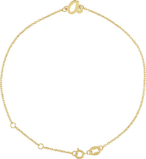 14K Gold Initial A Script Bracelet - Yellow Gold