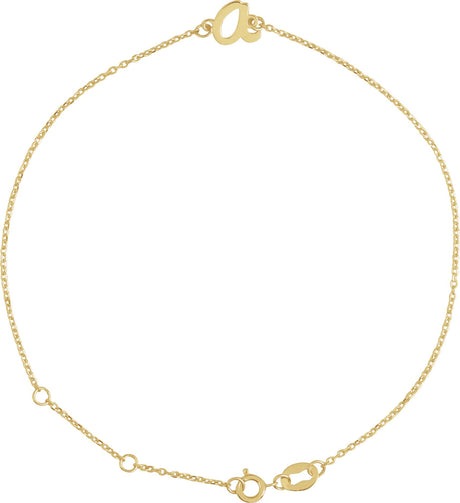 14K Gold Initial A Script Bracelet - Yellow Gold