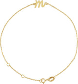 14K Gold Initial M Script Bracelet - Yellow Gold