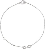 14K Gold Initial A Script Bracelet - White Gold