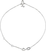 14K Gold Initial L Script Bracelet - White Gold