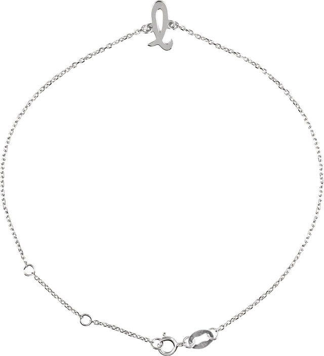 Platinum Initial L Script Bracelet