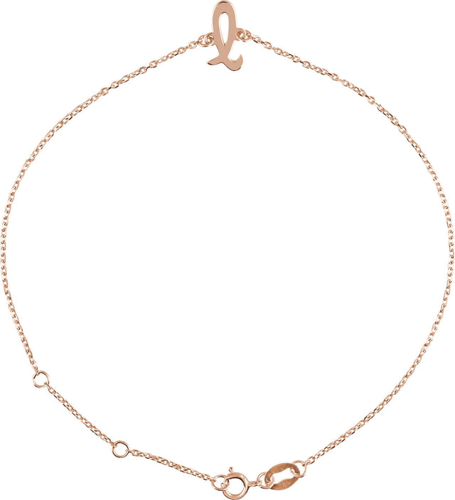14K Gold Initial L Script Bracelet - Rose Gold