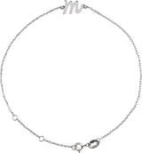 14K Gold Initial M Script Bracelet - White Gold
