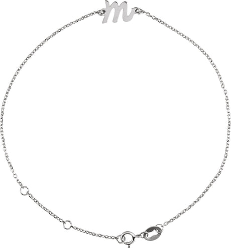 Platinum Initial M Script Bracelet