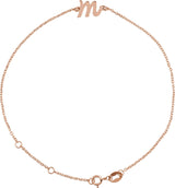 14K Gold Initial M Script Bracelet - Rose Gold