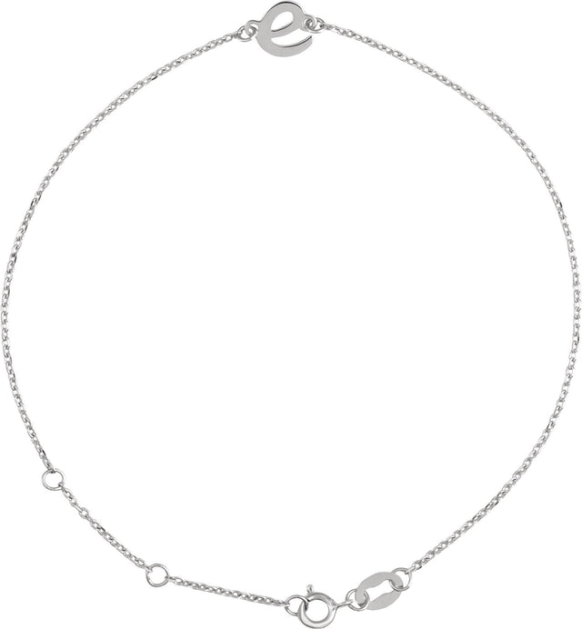 Platinum Initial E Script Bracelet