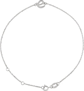 14K Gold Initial E Script Bracelet - White Gold
