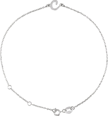 Platinum Initial C Script Bracelet