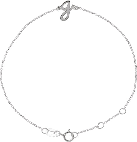 Platinum Initial G Script Bracelet