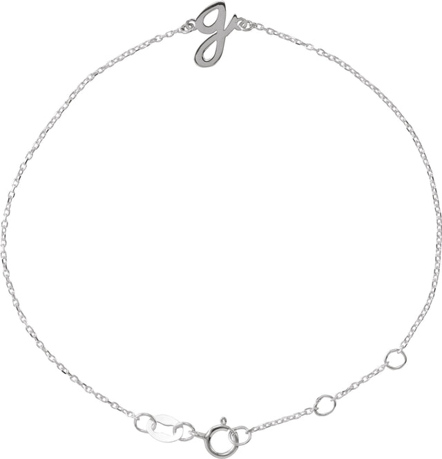 Platinum Initial G Script Bracelet