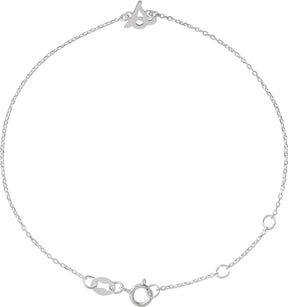 14K Gold Initial S Script Bracelet - White Gold