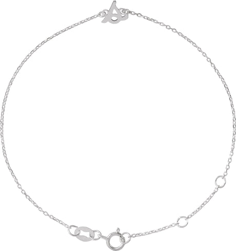 14K Gold Initial S Script Bracelet - White Gold