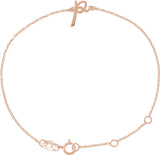 14K Gold Initial P Script Bracelet - Rose Gold