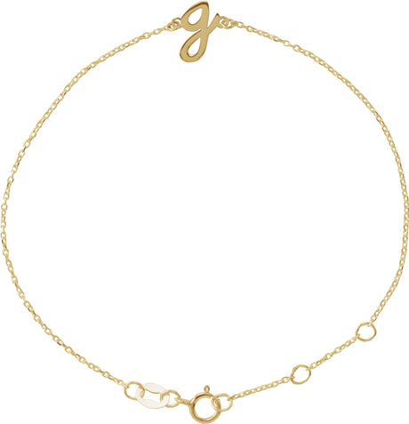 14K Gold Initial G Script Bracelet - Yellow Gold