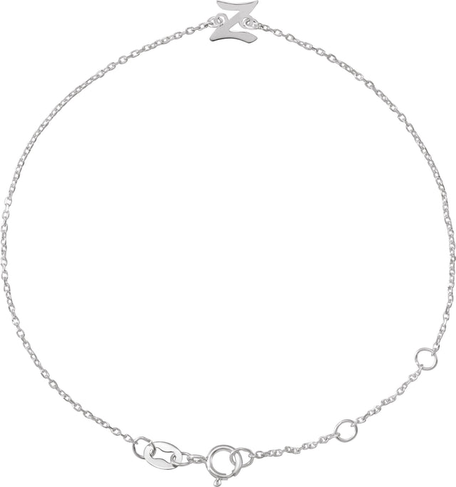 Platinum Initial Z Script Bracelet