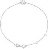 14K Gold Initial U Script Bracelet - White Gold