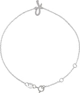 14K Gold Initial J Script Bracelet - White Gold