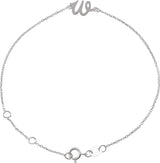 Platinum Initial W Script Bracelet