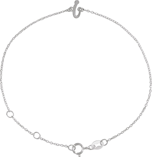 Platinum Initial I Script Bracelet