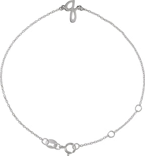 14K Gold Initial Q Script Bracelet - White Gold